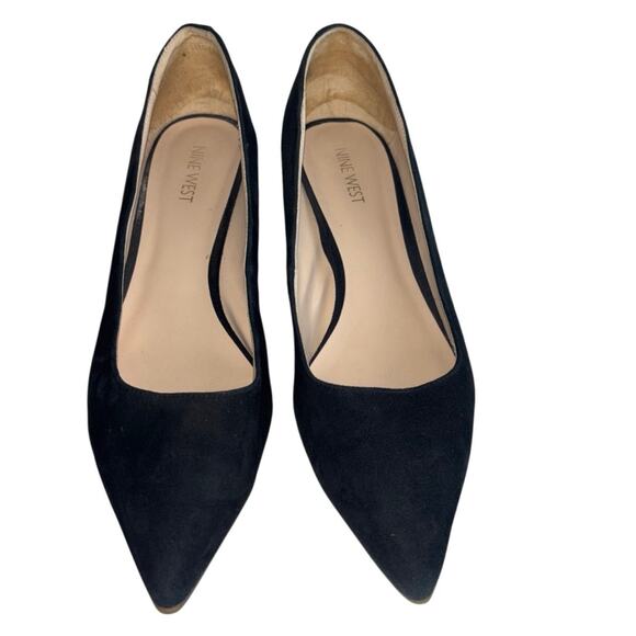 Nine West Shoes - Nine West Ike Black Suede Block Heel Pumps Size 9